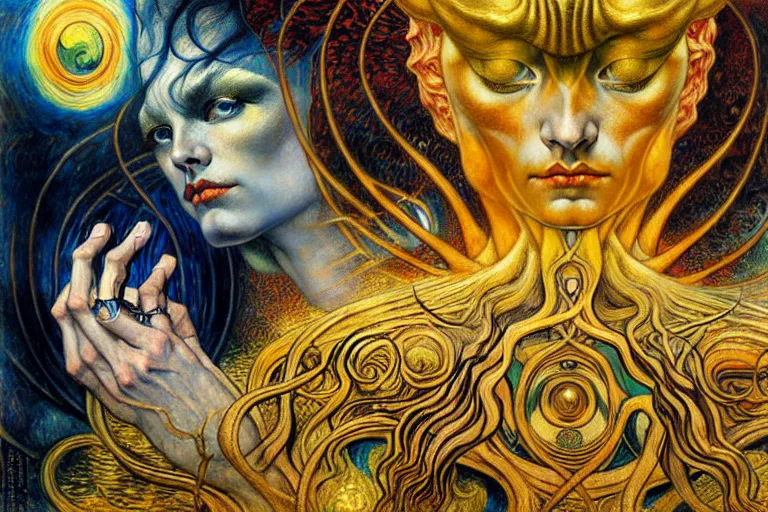 Image similar to Divine Chaos Engine by Karol Bak, Jean Delville, William Blake, Gustav Klimt, and Vincent Van Gogh, symbolist, visionary