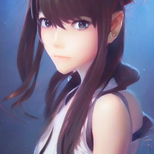 Image similar to an anime portrait of a cute girl by Stanley Artgerm Lau, WLOP, Rossdraws, James Jean, Andrei Riabovitchev, Marc Simonetti, and Sakimichan, trending on artstation