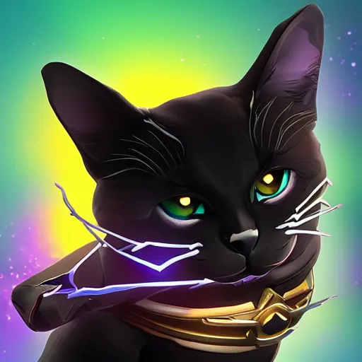 Image similar to an avatar of a black cat in the style of fortnite