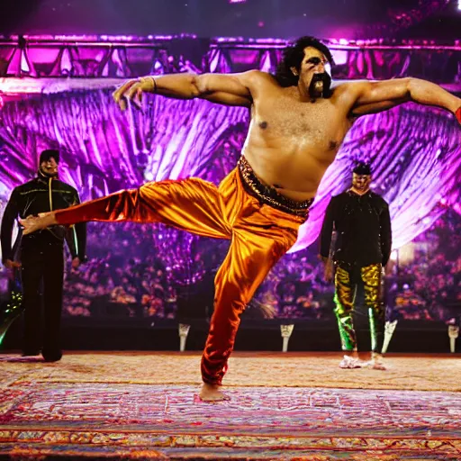 Image similar to the great khali floating in mid air like a magician, sony a 7 r realistic photography