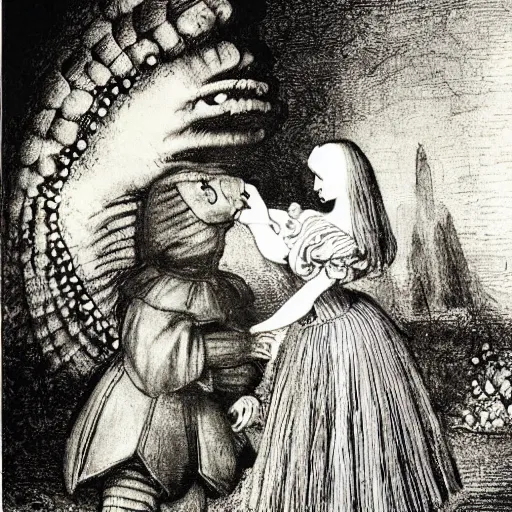 Image similar to alice in wonderland by leonardo da vinci