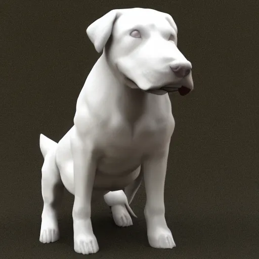 Prompt: 3 d render of very big white dog with a sherlock holmes hat,