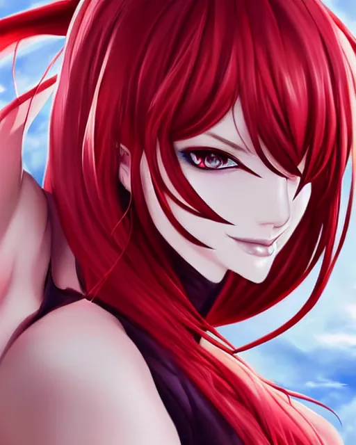 Image similar to beautiful portrait of a Model who looks like Rias Gremory, High School DxD character design by Ross Tran, artgerm detailed, soft lighting