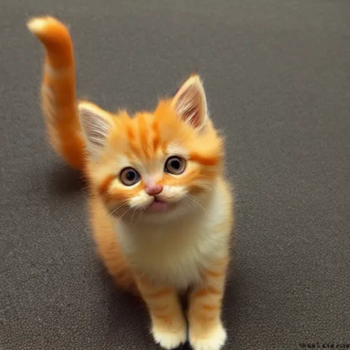 Prompt: surprised cute fluffy orange tabby kitten