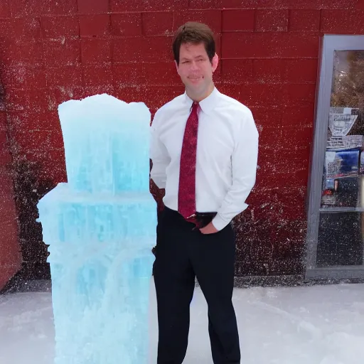 Prompt: jim halpert ice sculpture