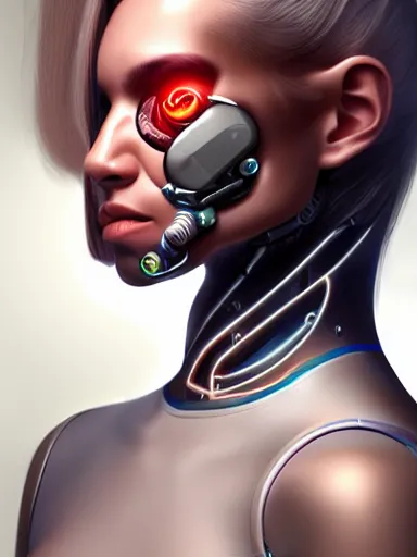 Image similar to a stunning portrait of a bionic cyborg person from 2 0 7 0 s, ultra detail, professional digital art, master study, trending on artstation