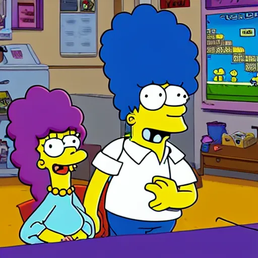 Prompt: Squid Game (2021) episode featuring The Simpsons in Squid Game.