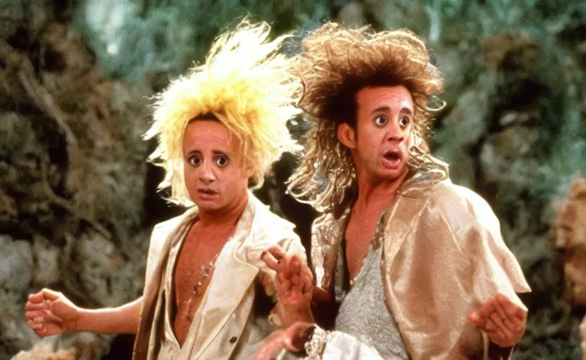 Prompt: a still of pauly shore in labyrinth ( 1 9 8 9 ),