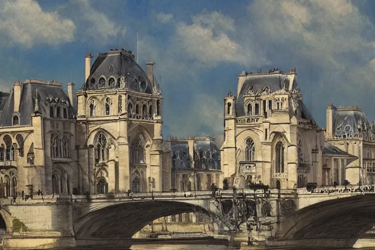 Prompt: paris historical sites by hiroshi yoshida, artstation, cinematic composition