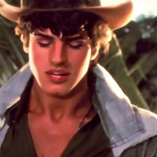 Image similar to a film still of young Joseph Joestar from Battle Tendency in Raiders of the Lost Ark(1981)