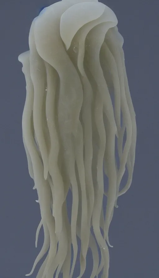 Prompt: a beautifully carved marble statue of a jellyfish