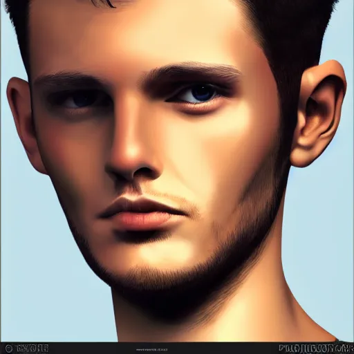 Image similar to Portrait of a handsome man who is half robot, half the head is human half is robot, Photorealistic digital art