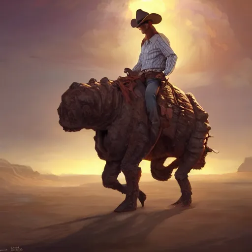 Image similar to a cowboy riding a tardigrade , made by Stanley Artgerm Lau, WLOP, Rossdraws, ArtStation, CGSociety, concept art, cgsociety, octane render, trending on artstation, artstationHD, artstationHQ, unreal engine, 4k, 8k,