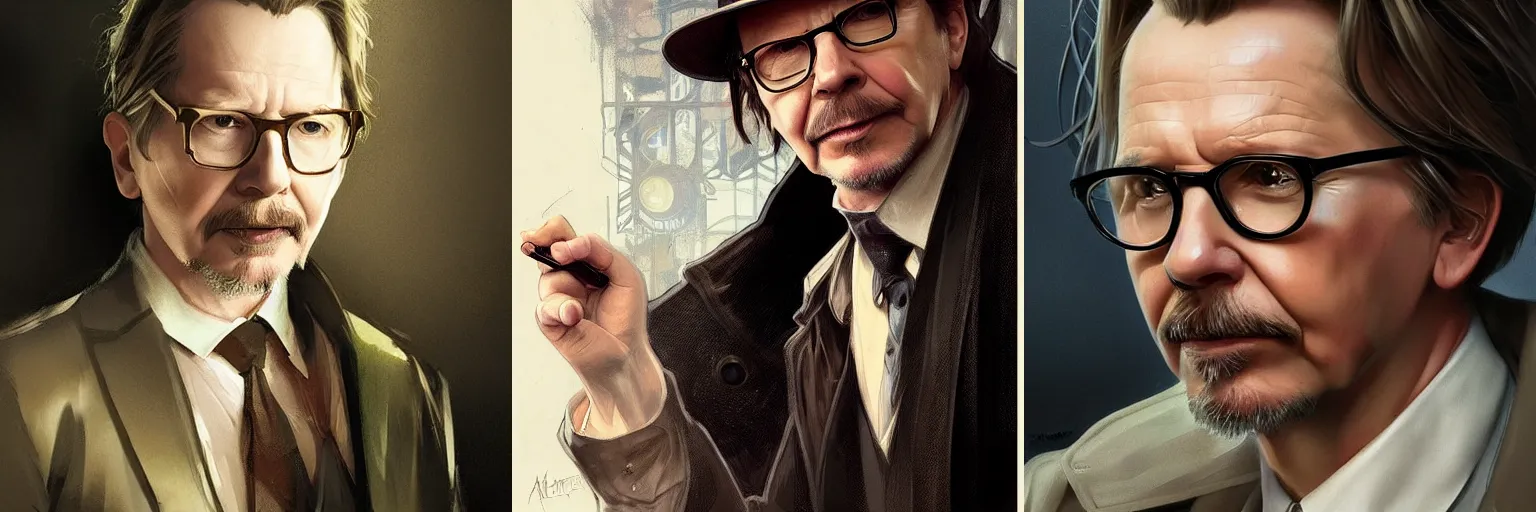 Prompt: portrait of gary oldman as a detective, highly detailed, digital painting, artstation, concept art, sharp focus, illustration, art by artgerm and greg rutkowski and alphonse mucha