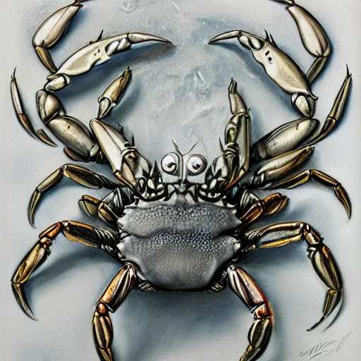 Prompt: detailed and sharp crab artwork, mystic style, detailed, 8 k, detailed, symmetrical, by brian froud