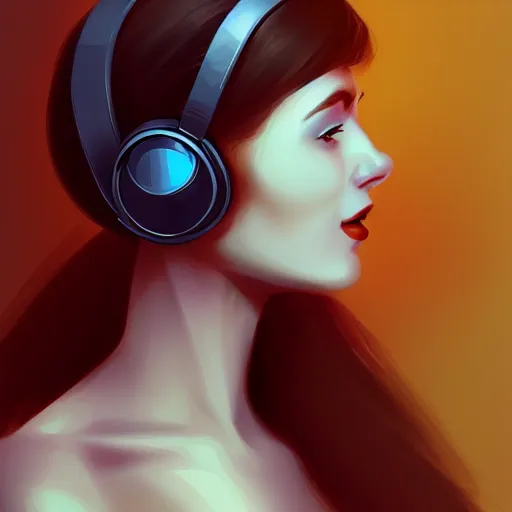 Image similar to a beautiful woman listening to music by Anna Nikonova, digital art, trending on artstation