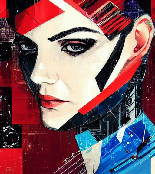 Image similar to portrait of an android, by DC comics and Sandra Chevrier