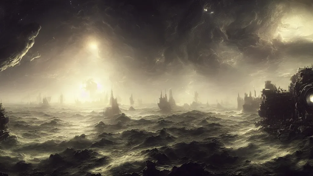 Prompt: approaching the dyson swarm in space. andreas achenbach, artgerm, mikko lagerstedt, zack snyder 3 8 4 0 x 2 1 6 0