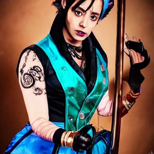 Image similar to photograph of jolyne cujoh, jojo's bizarre adventure live action, filmic, cinematographic