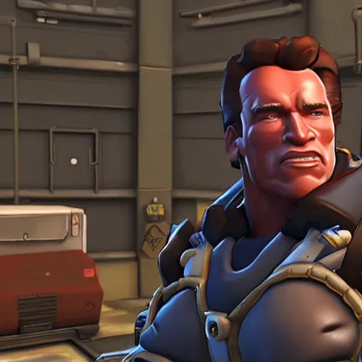 Image similar to a screenshot of arnold schwarzenegger in overwatch