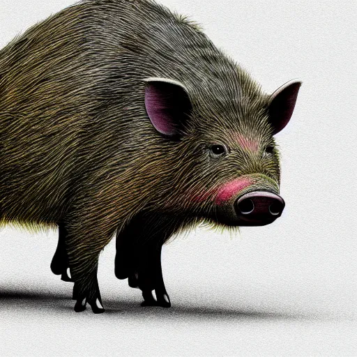 Image similar to Photorealistic boar that's textured and colored like a watermelon, Hyperdetailed, 108 megapixels, artstation concept art