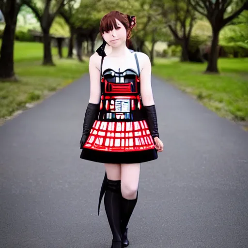 Image similar to Anime girl in a darth vader themed dress