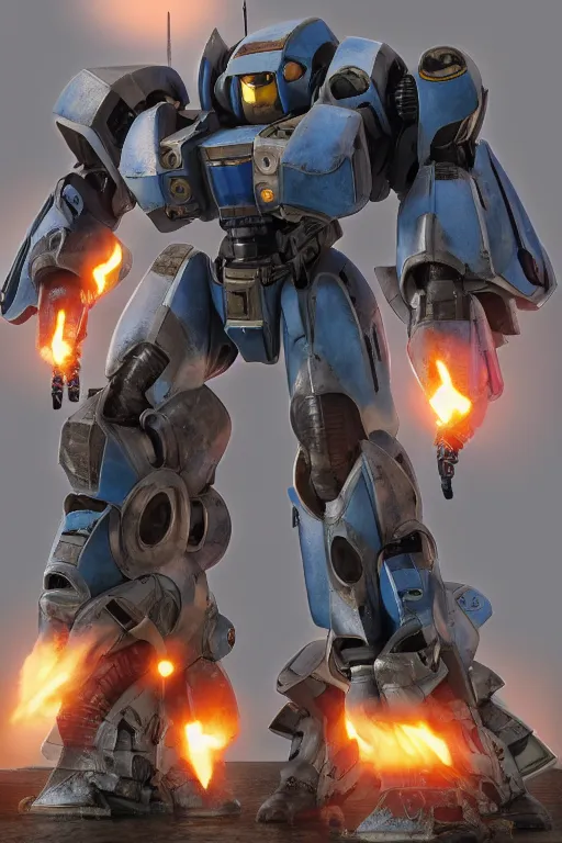 Image similar to mechwarrior 5 : mercenaries mech megaman transformer robot boss tank engine game octane render, 4 k, hd 2 0 2 2 3 d cgi rtx hdr style chrome reflexion glow fanart, global illumination ray tracing hdr fanart arstation by ian pesty by jesper ejsing pixar and disney unreal zbrush central hardmesh