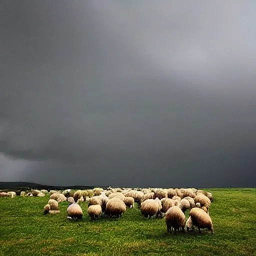 Image similar to “sheep in stormy weather”