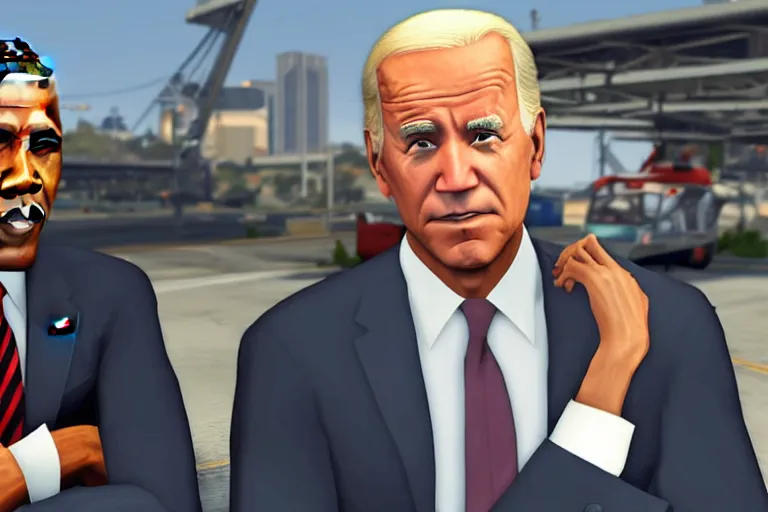 Prompt: obama and joe biden in gta v, detailed