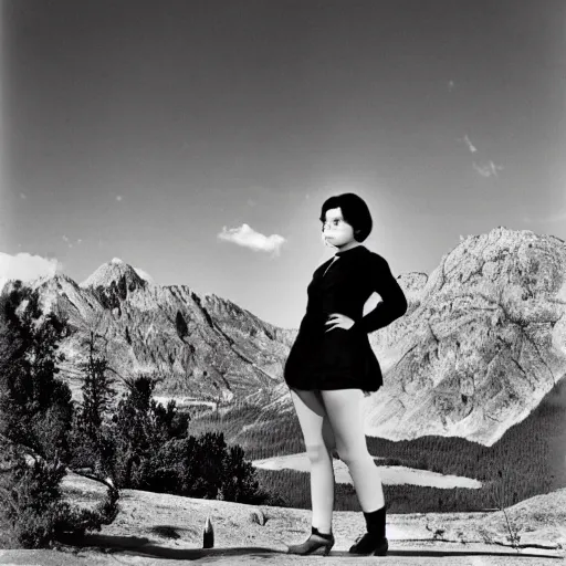 Prompt: a portrait of 2B in a scenic environment by ansel adams