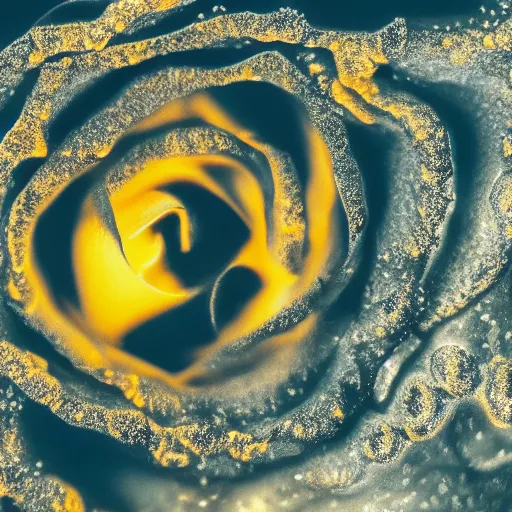 Image similar to award - winning macro of a beautiful black rose made of glowing molten magma