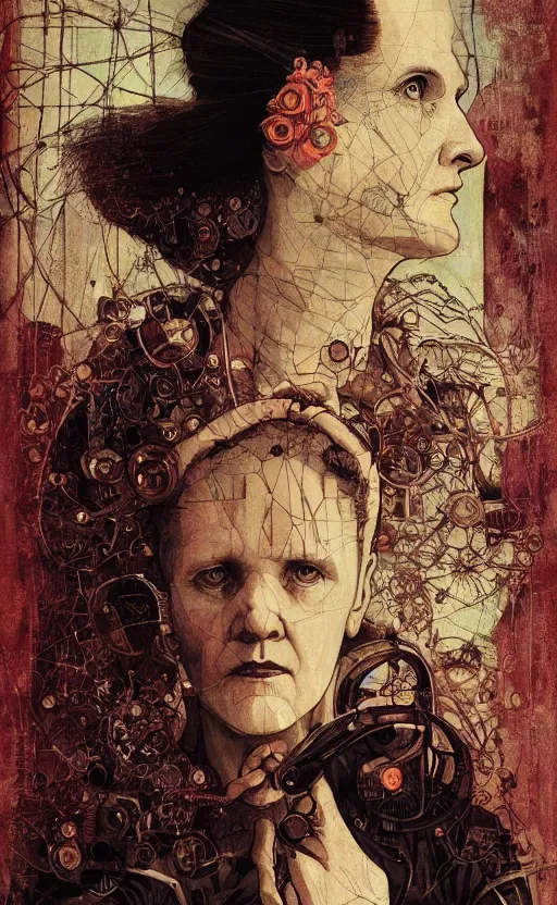 Image similar to marie curie, eun emerging from renaissance italy into a cyberpunk mutiversal realm by conrad roset, nicola samuri, dino valls, m. w. kaluta, jakub rebelka, rule of thirds, seductive look, beautiful