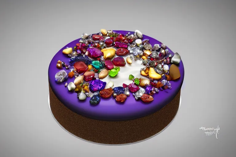 Image similar to Insanely beautiful and delicious-looking cheesecake made of precious stones and gems, photorealistic, 8K, trending on artstation