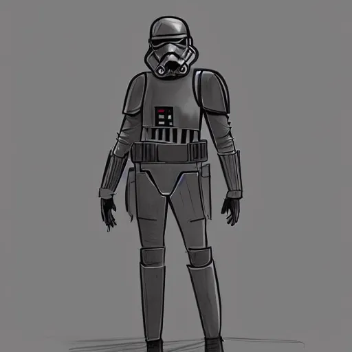 Prompt: concept art of a new Star Wars character, drawn on paper,