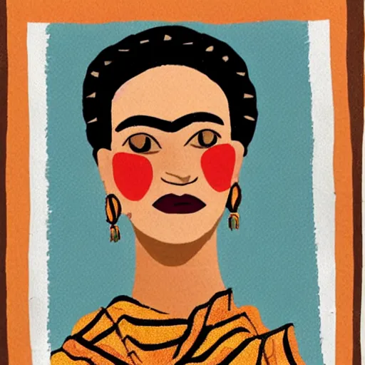 Prompt: a woman figure in the style of frida kahlo