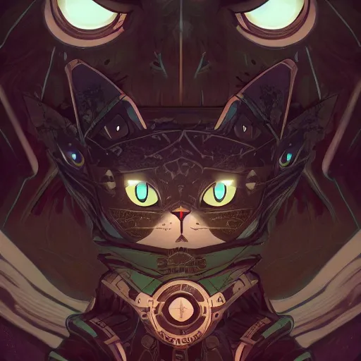 Image similar to an end of the universe will become a beginning for cats, artstation hq, dark phantasy, stylized, symmetry, modeled lighting, detailed, expressive, created by hideo kajima