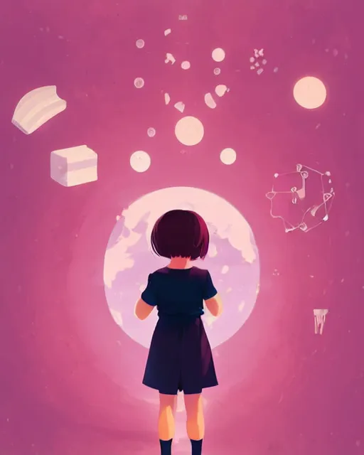 Image similar to a little girl is doing a science experiment. clean cel shaded vector art. minimalist illustration art by lois van baarle, artgerm, helen huang, by makoto shinkai and ilya kuvshinov, rossdraws