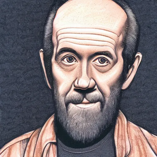 Prompt: george carlin drawn by michelangelo