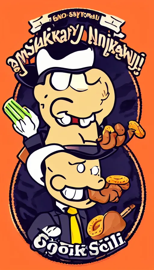 Image similar to kawaii anthropomorphic cowboy snake oil salesman, mascot logo for edible crypto stimulant SNAKEOIL