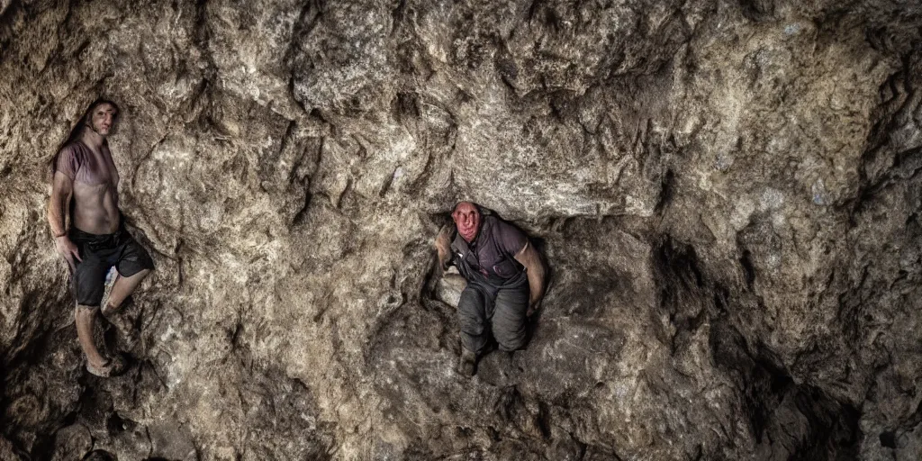 Image similar to a cave troll in a giant cave 8 k, gloomy lighting, shallow depth of field,