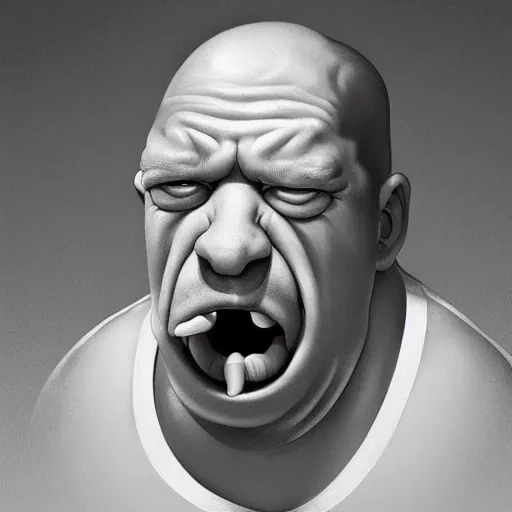 Prompt: realistic portrait of homer simpson drooling with his mouth wide open, by artgerm