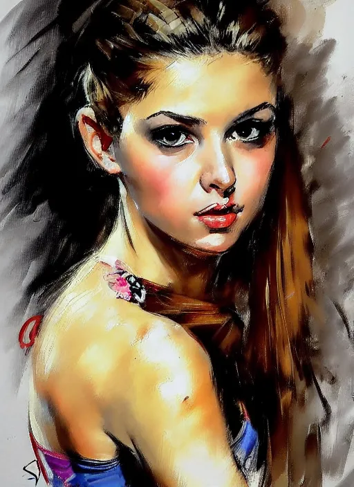 Image similar to portrait of a pretty young lady andrew atroshenko by simon bisley