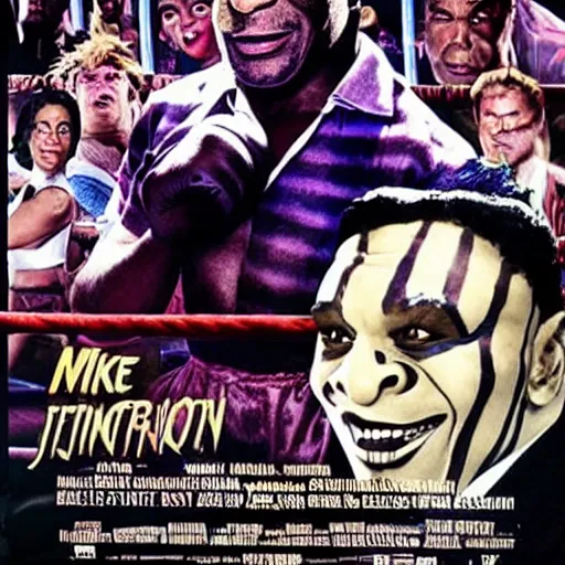 Image similar to mike tyson fighting beetlejuice movie poster