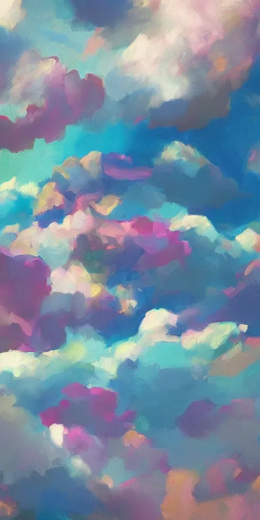 Prompt: a sky full of clouds, room full of colored walls, art by matthew orders, trending on artstation