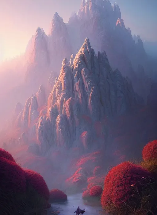 Image similar to spring mornings in the low - poly hills, diffuse lighting, fantasy, intricate, surrealism!!!!, highly detailed, lifelike, photorealistic, digital painting, artstation, illustration, concept art, smooth, sharp focus, by greg rutkowski, chris tulloch mccabe, valentina remenar and asher duran,