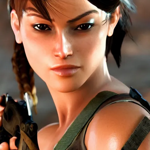 Image similar to dew, dew covers lara croft's face, focus on her face, sunlight, bloom effect