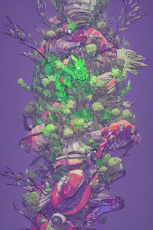 Image similar to 3 d render creature animal sushi cristal eye roots cactus fish wing elemental flush of force nature micro world fluo, that looks like it is from borderlands and by feng zhu and loish and laurie greasley, victo ngai, andreas rocha, john harris