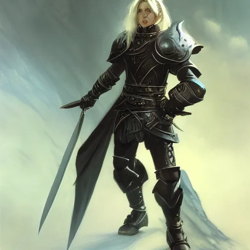 Image similar to fantasy painting of Elric wielding a giant black sword, painted by Bayard Wu, ultra detailed, 8k