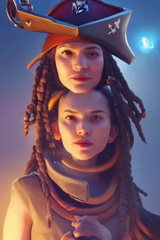 Image similar to a pritate with an astronaut helmet with long black hair on a pirate ship, d & d, sea of thieves, fantasy digital painting, trending on artstation, concept art, sharp focus, illustration, global illumination, ray tracing, realistic shaded, art by artgerm and greg rutkowski and fuji choko and viktoria gavrilenko and hoang lap