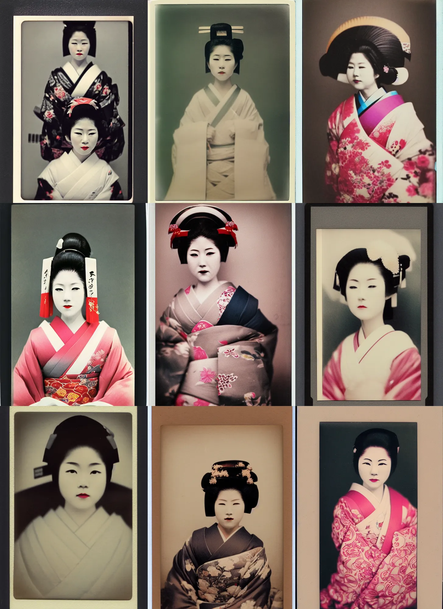 Prompt: Portrait Photograph of a Japanese Geisha Polaroid HighDefinition Chrome